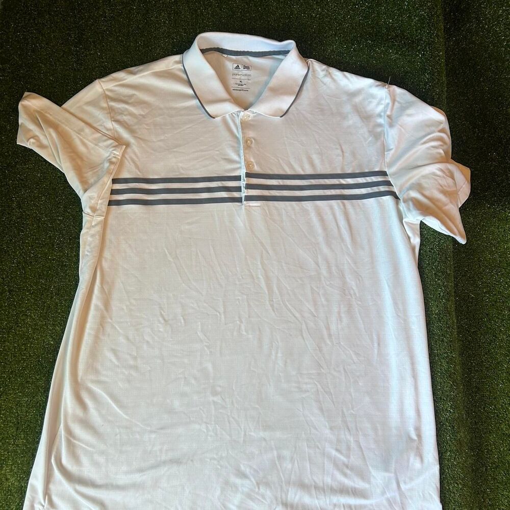 Adidas Men's White and Blue Polo-shirts